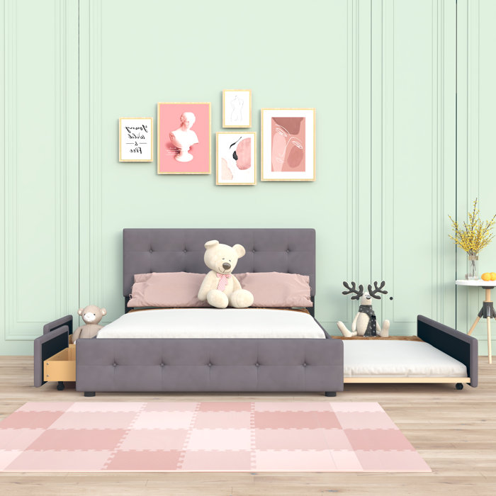 Isabelle & Max™ Totton Kids Queen Bed with Trundle with Drawers Wayfair